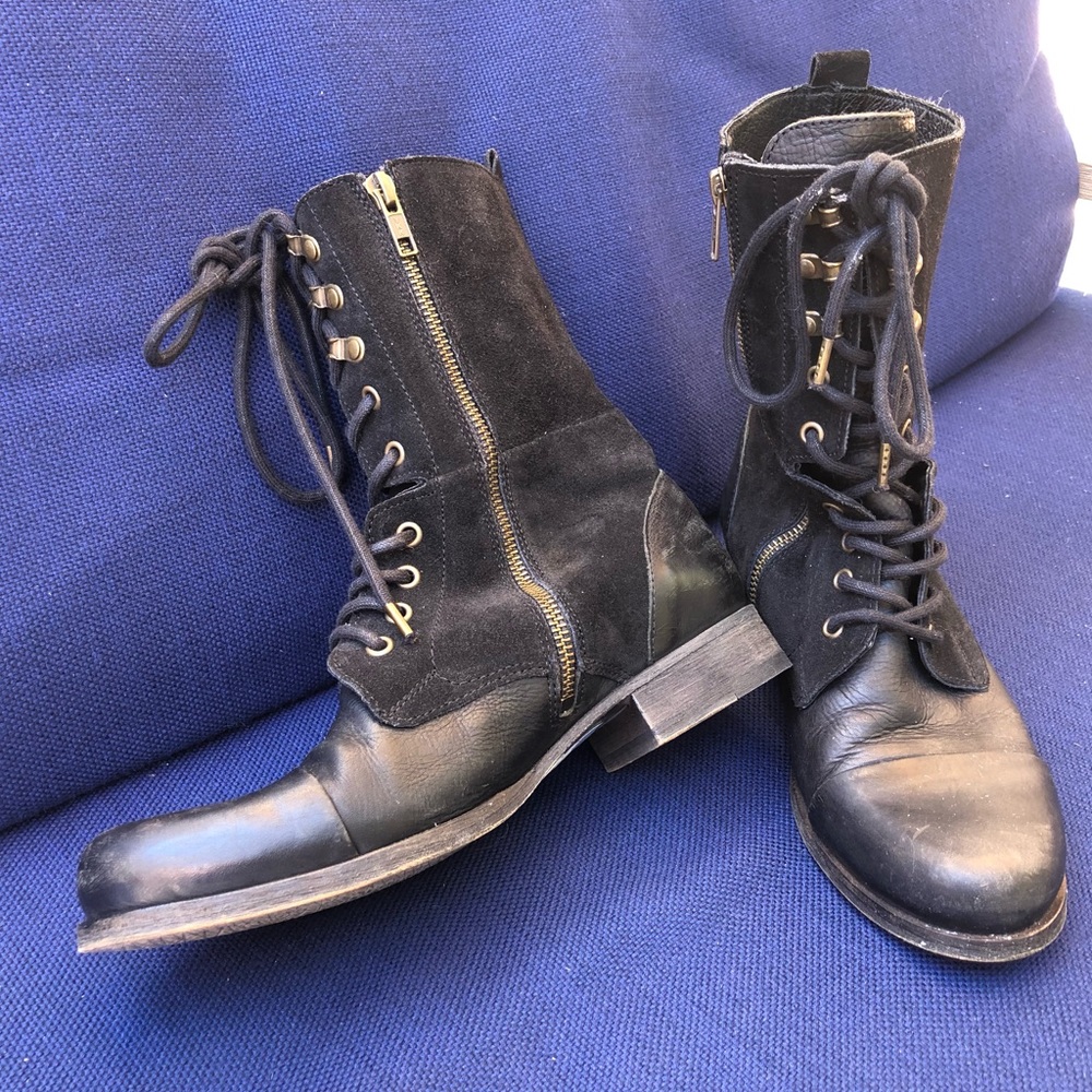 New Diesel Wild Land black Leather Suede Boots 7.5
